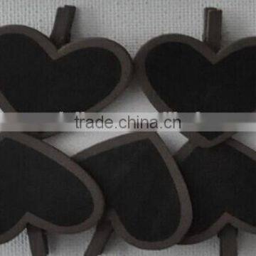 5pc Heart-shaped black chalkboard clips