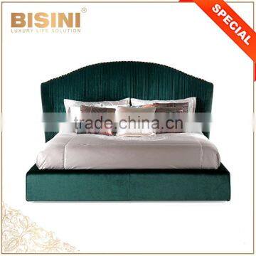 Latest Home Bedroom Design King Size Bed With Velvet Fabric Headboard / Deluxe Mordern Five Start Hotel Double Bed MOQ 1PC photo-5