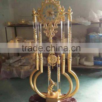 French Antique Gilded Bronze Clock with Marble Stand