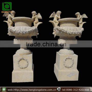 Western Style Yellow Marble Garden Decorative Flowerpot