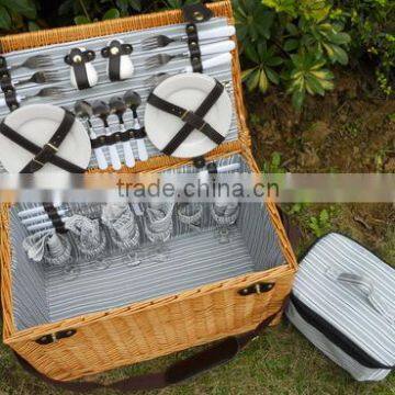 Cheap Wicker Pinic Basket Square Wicker Picnic Hamper for 6 People