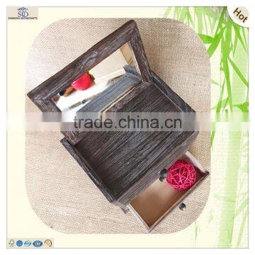 Makeup Tools Colored Layer Drawer Mirror Wooden Box