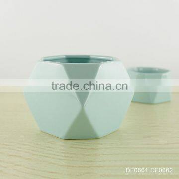 China cheap custom glazed polyhedral prismatic ceramic flower pot