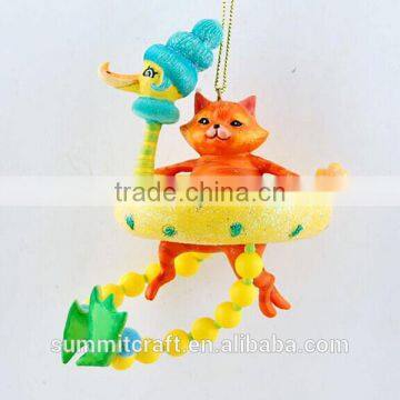 Polyresin cat figurine christmas tree ornament