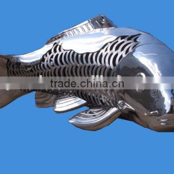 Large art modern stainless steel fishes sculpture for garden decoration