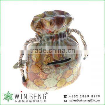 Pretty Bag Shape With Coin Pattern Ceramic Piggy Bank photo-3