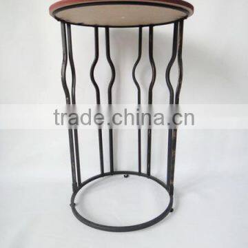 RH-4735 Gramercy Metal Sofa Side Table Wood Top Round Table photo-2