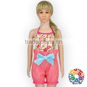 Baby Girls Summer Two Pieces Halter And Shorts Set Pink Flower Bodysuit Clothing Manufacturers Romper Girls photo-4