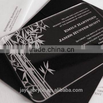 2016 Elegant New Style Clear Luxury Acrylic Laser Cut Wedding Invitation Card, Butterfly Wedding Invitation Card