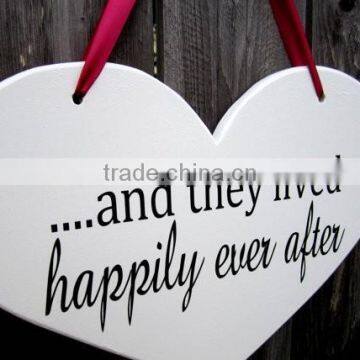 Shabby chic wooden crafts heart shape wedding decoration wooden plaque