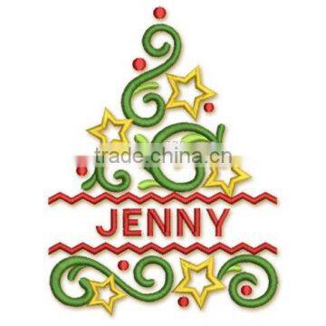 Christmas Tree Machine Embroidery Design Beautiful Elegant Font Frame photo-3