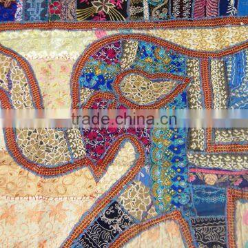 Indian Droplet Style Hanging Tapestry - Indian Antique Style Fabric Wall Decor Tapestry With Elephant Figure photo-3