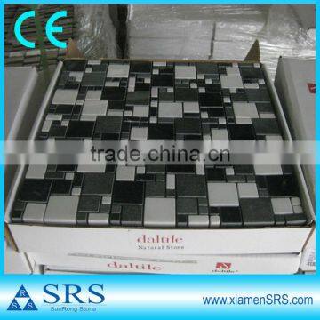 Natural stone black and white mosaic tiles