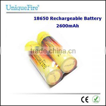 UniqueFire 2600mAh 18650 Li-ion battery rechargeable batteries shenzhen