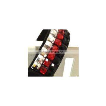 Cool Design Bracelet With Zinc Alloy Locking Part, Hot Sale Gift Leather With Crystal Gem Decoration photo-4