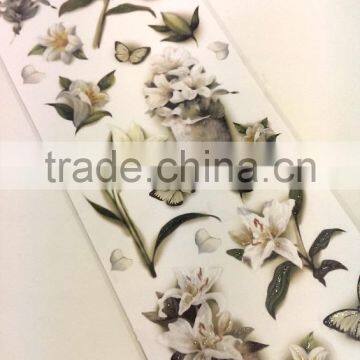 White Elegant Lily & Butterfly Design Sticker, Classic Decorative Shinny Glitter Sticker photo-4