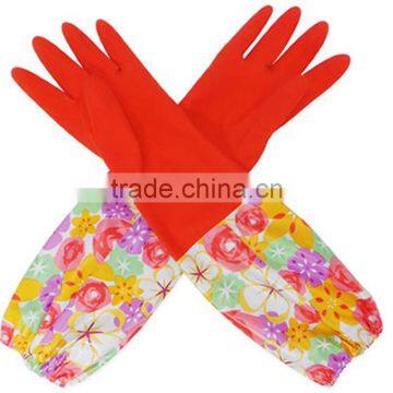 Red Rubber Gloves Sleeve Protectors Keep Dry Washing Up Dishes Kitchen Cleaning photo-3