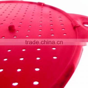 2016 Food Grade 11-inch Diameter Trivet and Pot Strainer 3-in-1 Silicone Splatter Screen photo-3