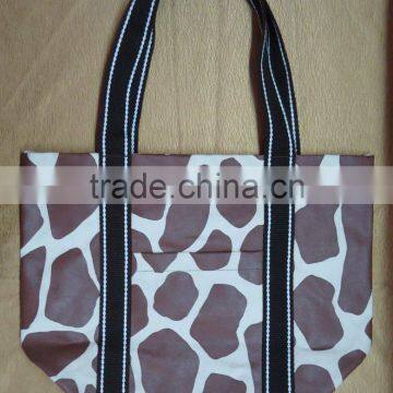 Giraffe Texture Print Canvas Bag for Shopping - Exclusive Animal Print Bag