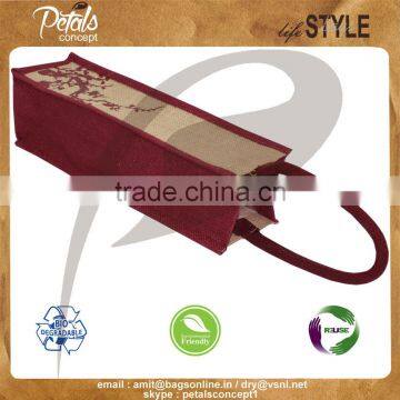 Jute Wine Bag With Padded Rope Handle for One Bottle photo-3
