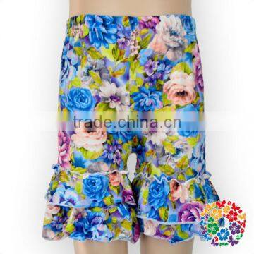 Baby Girls Double Ruffle Milk Silk Material Floral Shorts Childrens Young Girls Up Shorts Design Your Own Board Teen Girl Shorts