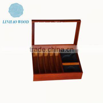 personalized wooden tea box with clear arylic window, tea boxes with compartments wood China