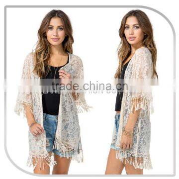 2016 New Japaness Kimono Style white Lace Blouse for sexy girl