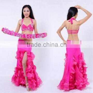 Women sexy hot pink belly dance bra and belt set AS6054-AQ6054-Q5021