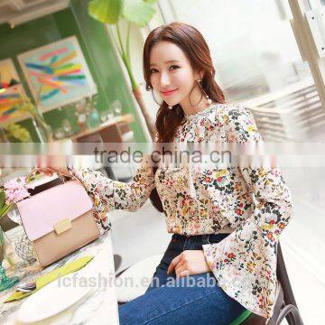2017 Summer Print Tunic Tops Long Sleeve Womens Shirts photo-3