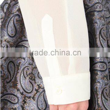 Wholesale Women Curved Hem Long Sleeves Buttoned Cuff Pleated-tie Chiffon Shirt(DQE0098T) photo-4