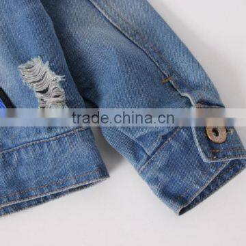 2017 Spring Infant Girls Stylish Jackets With Embroidered Parrot Short Denim Outfits Jacket photo-3
