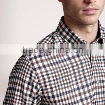 New Design Small Checked Blends Cotton Men Shirt SL0073 photo-3
