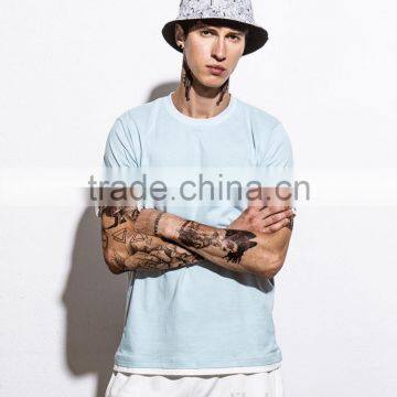 SZXX T314 Hot Sale Sky Color Custom Cotton O-neck T-shirt Mens photo-2