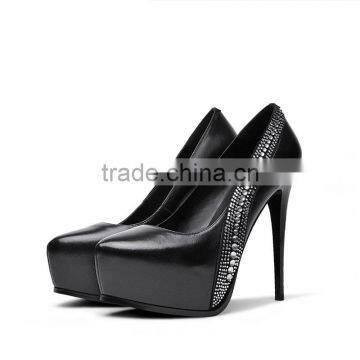 5231 Big Size Women High Heels 13 cm Lady Waterproof Dress Shoes With Rhinestone photo-2