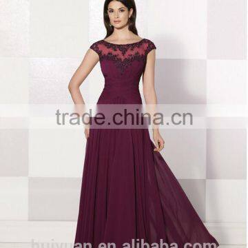 Most Fashion Chiffon Cap Sleeve Scoop Neck Full Length Beach Dress photo-2