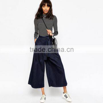 denim wide leg ninth length new model jeans pants for female