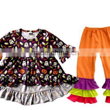 Cartoon Halloween Girls Clothing Sets of Printed Long Sleeve Baby Wholesale Ruffle Clothes photo-2