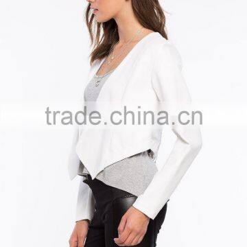 Latest Contrast Front Lapels Pointed Hem Blazer Sexy Women Blazer 2015 photo-4