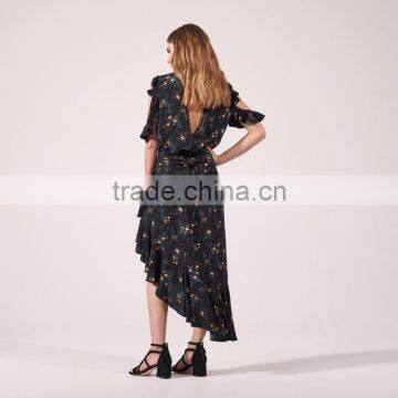 THE NEWEST Women Sexy All-over Floral Print Asymmetric Skirt photo-3