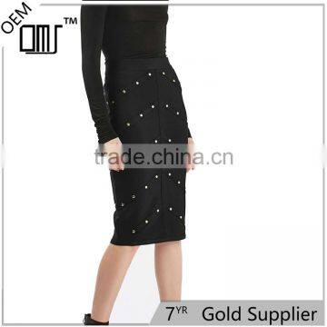 2017 OEM Spring Bandage Studded Figure-hugging Pencil Skirt