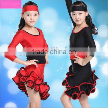 New Kid RED/Black Party Latin Salsa Dancwear Dress Girls Leotard Dancing Costume