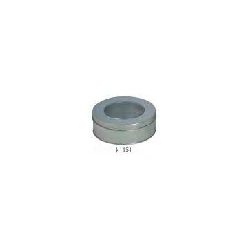 Sell Back-Covered Round Tin Can with Wiondow