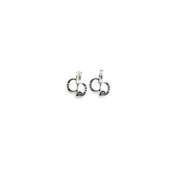 Chic Earrings CD Charm Crystal Silver Beads