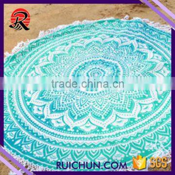 wholesale mandala 100% cotton round beach towels with tassel towel