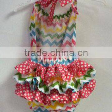 2013New Arrivals Chevron Bubble Romper for Infant Baby Girl With Ruffles