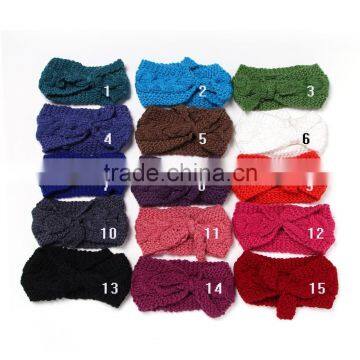 2015 hot sale baby winter warmer headband with bowknot shape