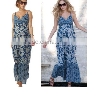 blue floral printed maternity maxi dress maternity long dresses