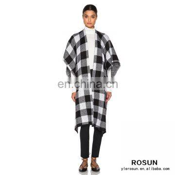 Wholesale Custom Autumn Ladies Fancy Knitted Lattice Pattern Cashmere Sweater Poncho Shawl
