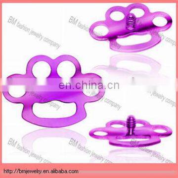 Grade 23 Titanium Purple Brass Knuckle Internal Thread Micro Dermal Anchor Top