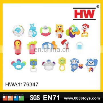 Hot selling musical toy tanbourine the plastic baby toys rattle(17pcs)